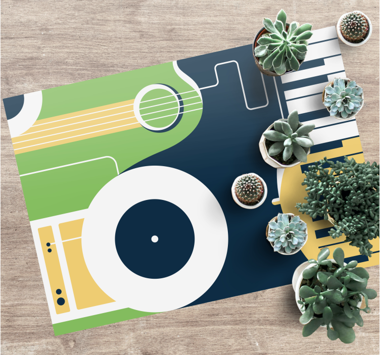 Muziekinstrumentmotief vinyl tapijt rechthoekig - TenStickers