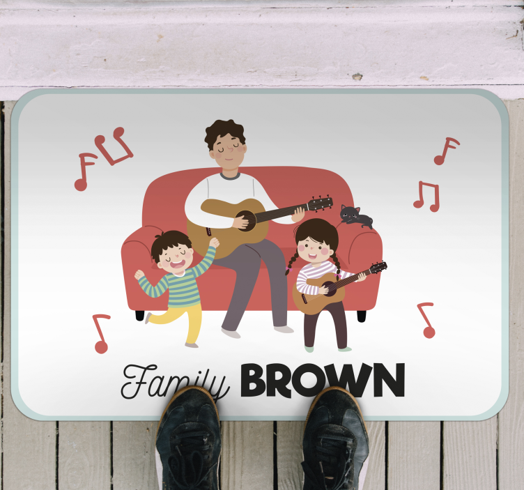 Muzikale familienaam vinyl tapijt ontvangst hal - TenStickers