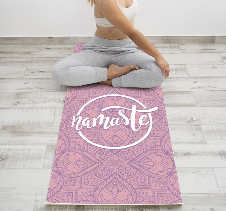 Namasté yoga tekst vinyl tapijt - TenStickers