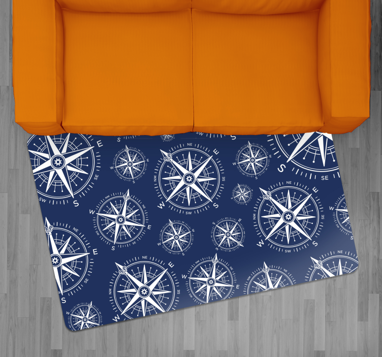 Nautisch kompaspatroon vinyl tapijt wereldkaart - TenStickers