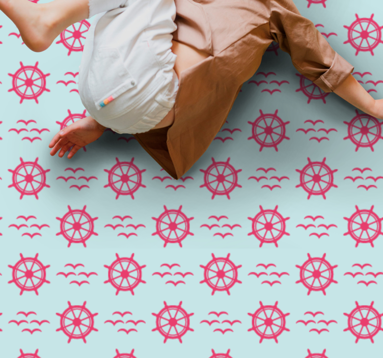 Nautische stuurwielen vinyl tapijt voor meer kinderen - TenStickers