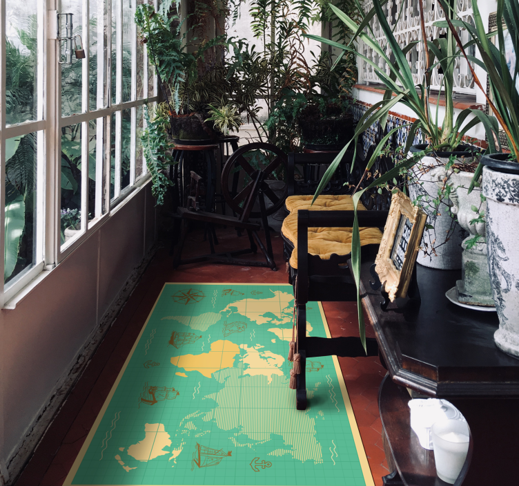 Nautische verkenningskaart vinyl tapijt wereldkaart - TenStickers