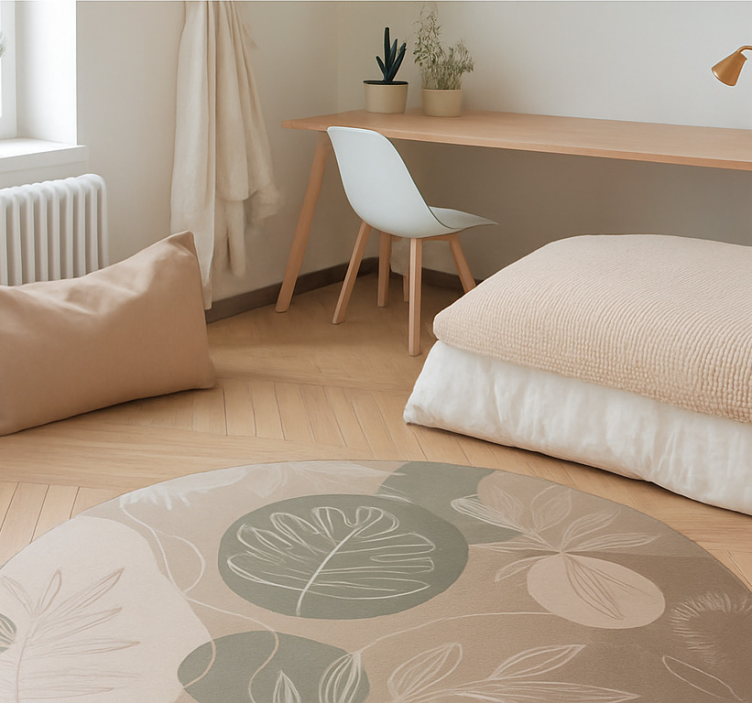 Neutrale botanische abstract vinyl tapijt eetkamer - TenStickers