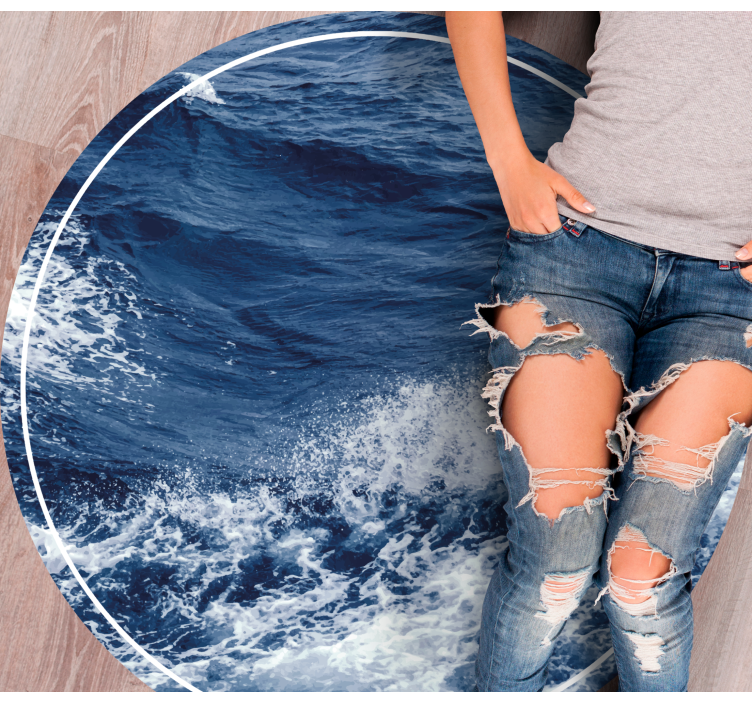 Oceaan golfbeweging vinyl vloerkleed rond - TenStickers