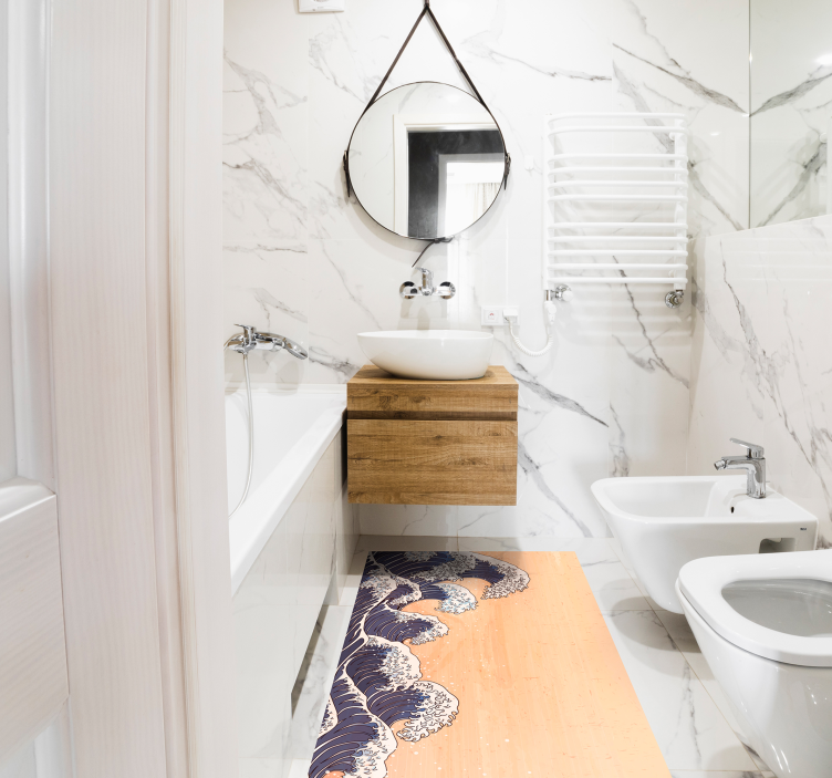 Oceaan golfpatroon vinyl tapijt badkamer - TenStickers