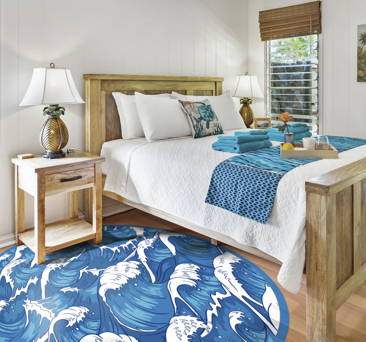 Oceanisch golfpatroon vinyl tapijt natuur - TenStickers