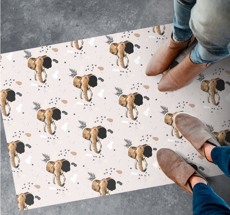 Olifant patroon spel vinyl tapijt dierenprint - TenStickers