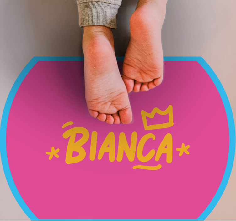 Vinyl tapijt met naam blauwe rand - TenStickers