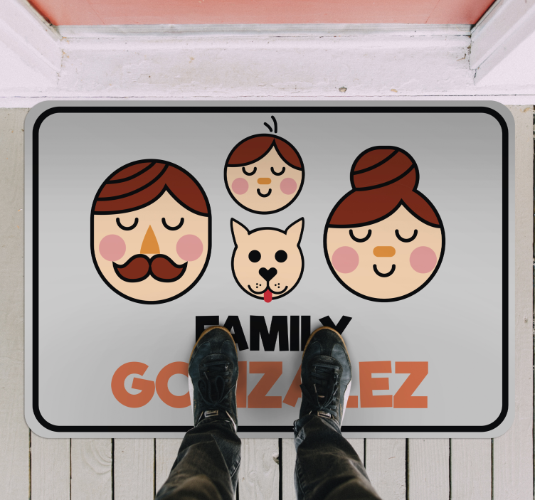 Op maat gemaakte familiefoto vinyl tapijt met naam - TenStickers