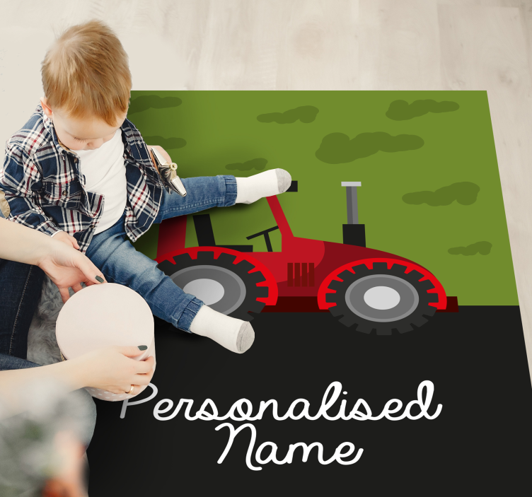 Op maat gemaakte tractor vinyl tapijt met naam - TenStickers