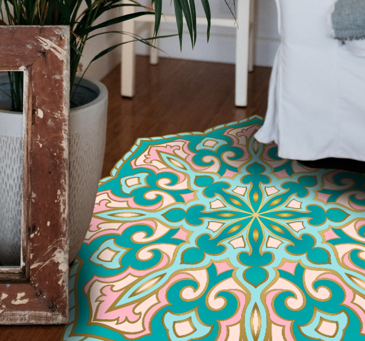 Op mandala geïnspireerd medaillon vinyl tapijt mozaïek - TenStickers