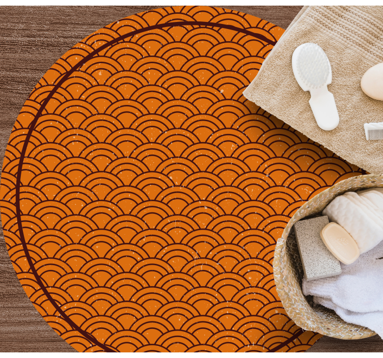 Oranje golfpatroon vinyl vloerkleed rond - TenStickers