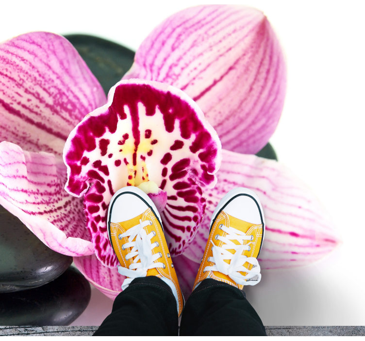 Orchidee en stenen vinyl tapijt bloemen en planten - TenStickers