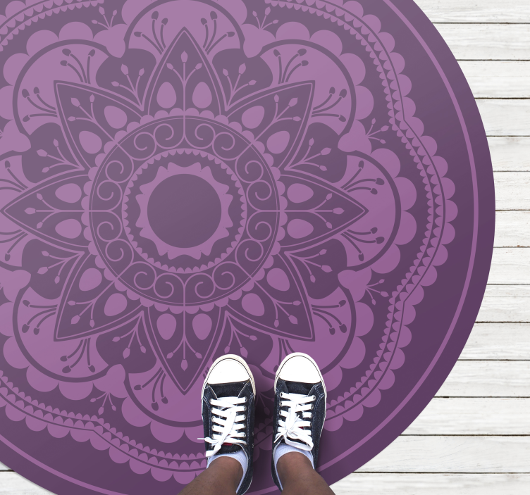 Paars cirkelvormig ontwerp vinyl tapijt mandala - TenStickers