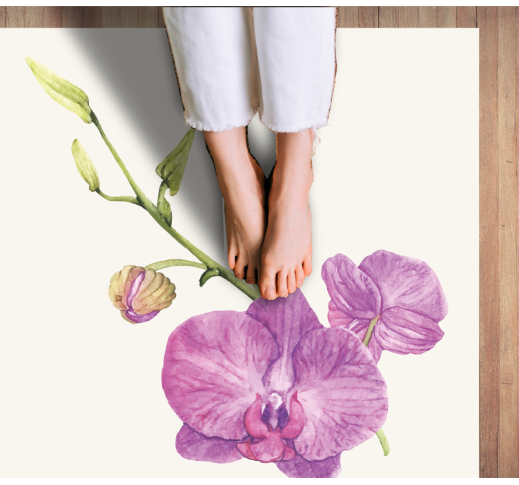 Paarse orchideeënbloemen vinyl tapijt bloemen en planten - TenStickers