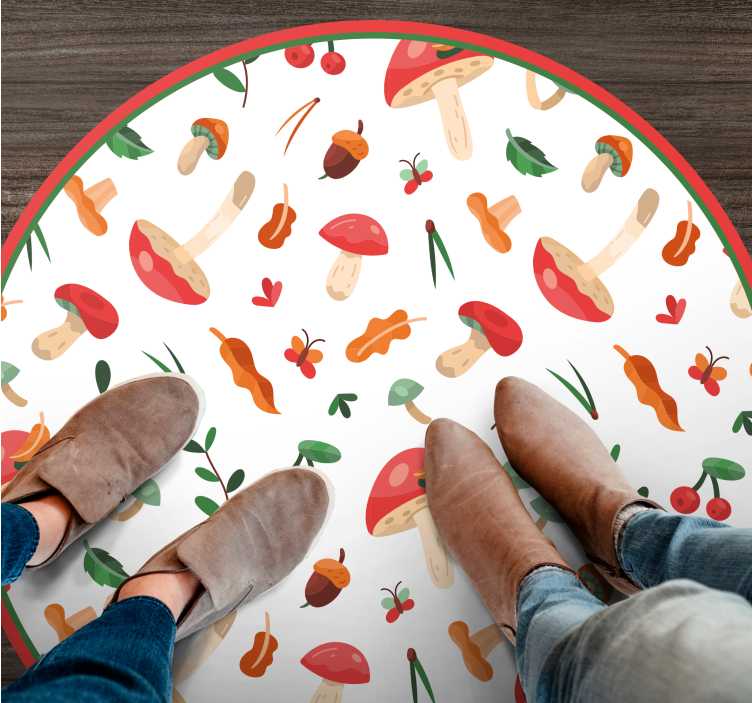 Paddenstoel bloemenmotief vinyl tapijt bloemen en planten - TenStickers