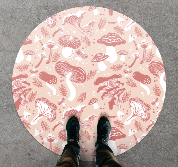 Paddenstoel botanische kunst vinyl vloerkleed rond - TenStickers