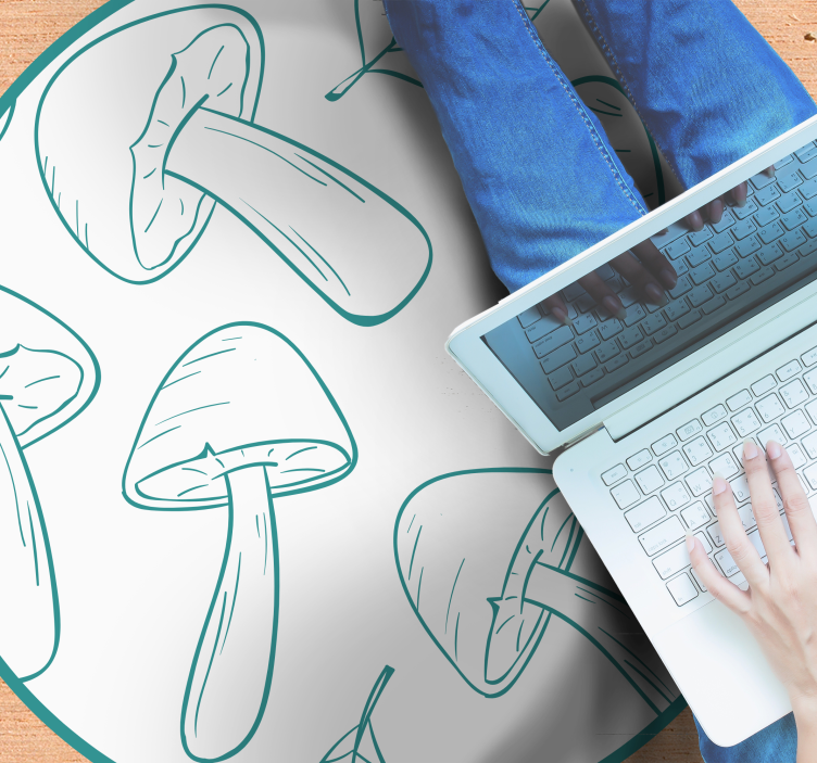 Paddenstoelbladmotief vinyl tapijt natuur - TenStickers