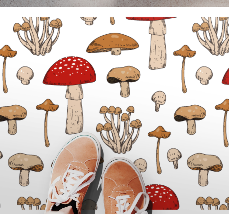 Paddenstoelen droomlandschap vinyl tapijt natuur - TenStickers