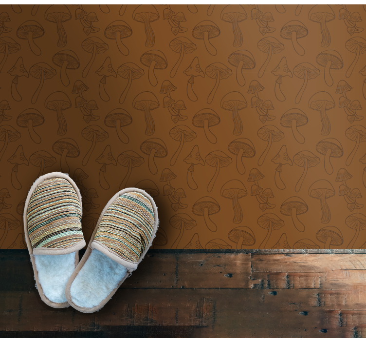 Paddenstoelenpatroon vinyl tapijt natuur - TenStickers