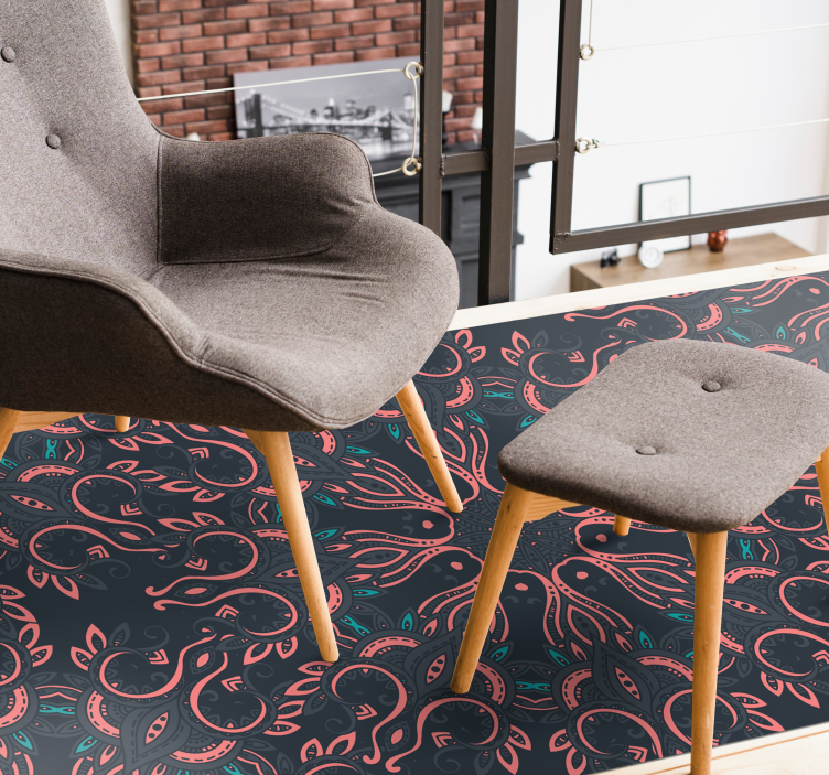 Paisley-octopus dieren vinyl tapijt - TenStickers