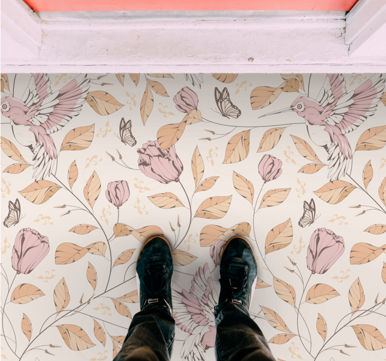 Pastelkleurige bloemen elegantie vinyl tapijt ontvangst hal - TenStickers