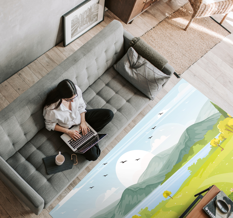 Pastoraal landschap vinyl tapijt natuur - TenStickers