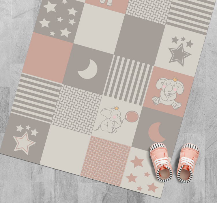 Patchwork olifantenspeeltuin vinyl tapijt kind - TenStickers
