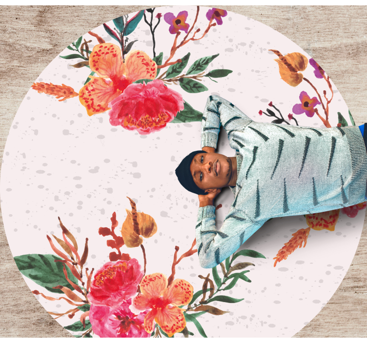 Pioenrozen en orchideeën vinyl tapijt bloemen en planten - TenStickers