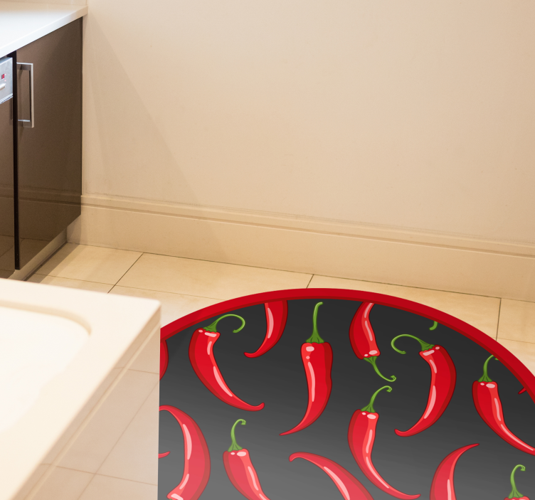 Pittige rode pepers vinyl tapijt Scandinavisch - TenStickers