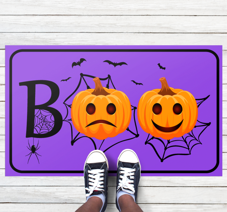 Pompoen spinnenweb boegeroep vinyl tapijt Halloween - TenStickers