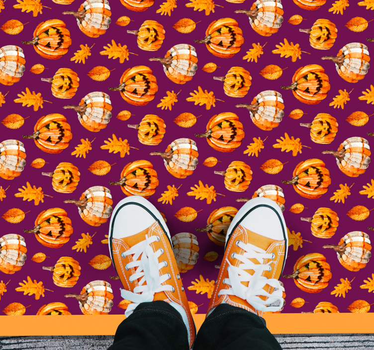 Pompoenpatroon vinyl tapijt Halloween - TenStickers