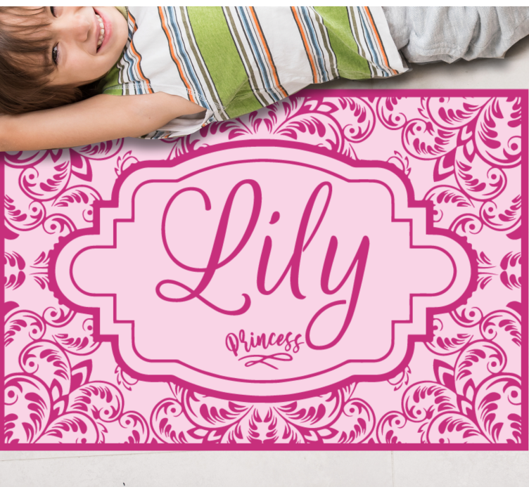 Prinses bloemmotief vinyl tapijt met naam - TenStickers
