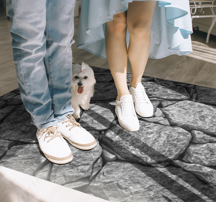 Realistisch grijs patroon vinyl tapijt stenenstructuur - TenStickers