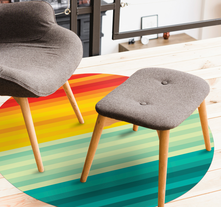 Regenboogstrepen cirkel vinyl tapijt met strepen - TenStickers