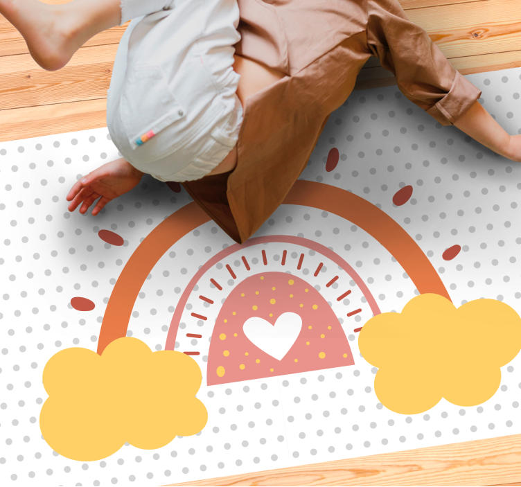 Regenboogwolkenlandschap vinyl tapijt baby - TenStickers