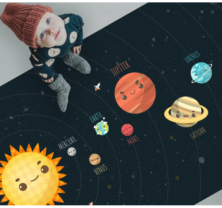Reis door het zonnestelsel vinyl tapijt baby - TenStickers