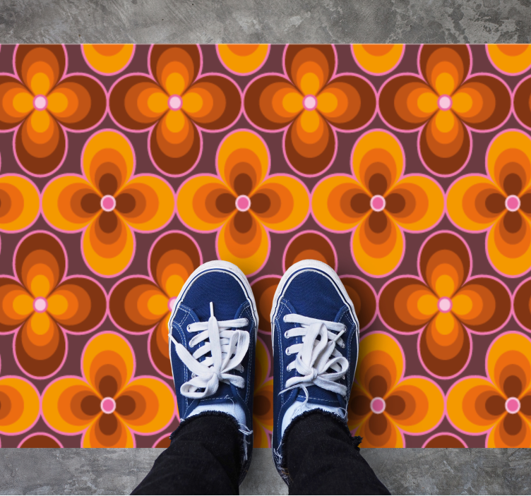 Retro bloemenpatroon vinyl tapijt antiek - TenStickers