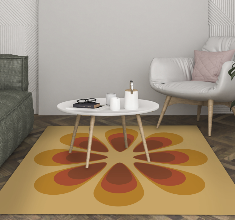 Retro bloemvorm vinyl tapijt woonkamer - TenStickers