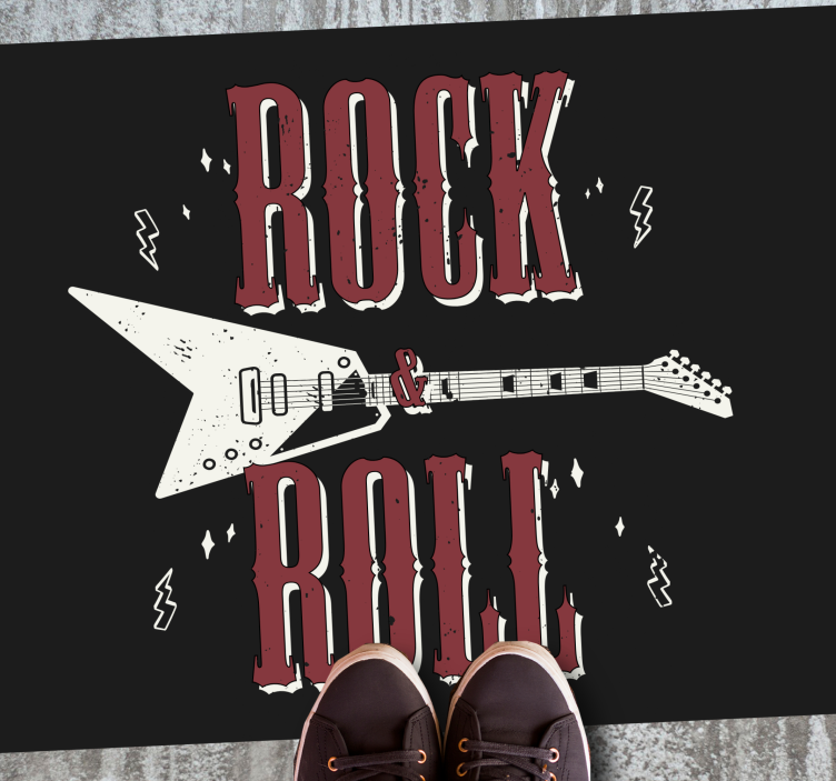 Rock n' roll met gitaardesign slaapkamertapijt - TenStickers