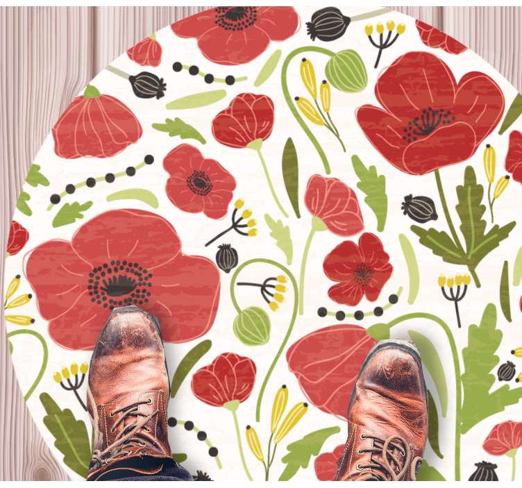 Rode papaverbloesems vinyl tapijt bloemen en planten - TenStickers