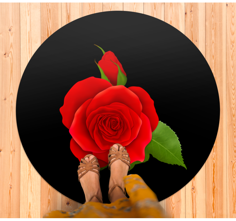 Rode rozengeur vinyl tapijt bloemen en planten - TenStickers
