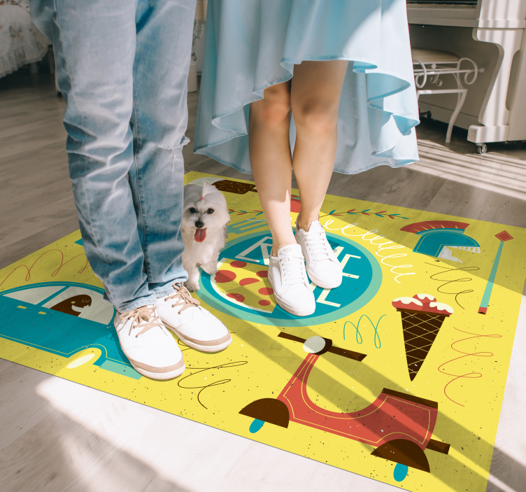 Rome thema illustratie vinyl tapijt alfabet - TenStickers