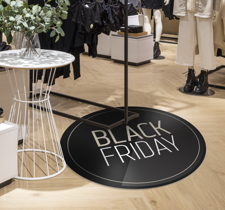 Rond zwarte Black Friday tapijt witte letters - TenStickers