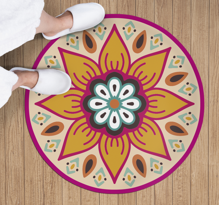 Prachtig ronde vinyl tapijt met mandala - TenStickers
