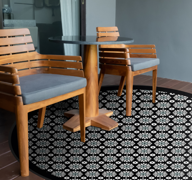 Ronde bloemenpatroon vinyl tapijt bloemen en planten - TenStickers