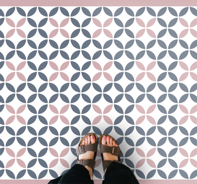 Rond beige en grijs design vinyl tapijt mozaïek - TenStickers