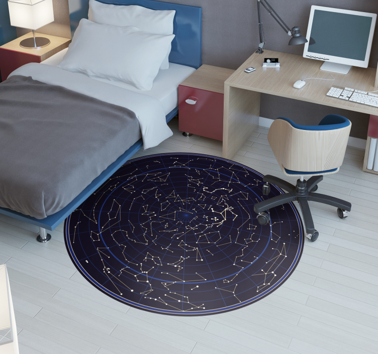 Prachtige ronde zodiac costellations vinyl tapijt - TenStickers
