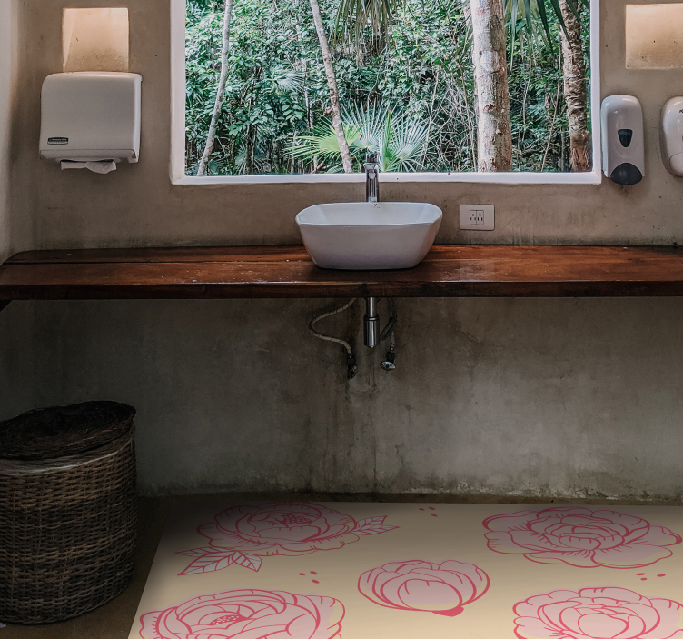 Roze bloemenmotief vinyl tapijt bloemen en planten - TenStickers