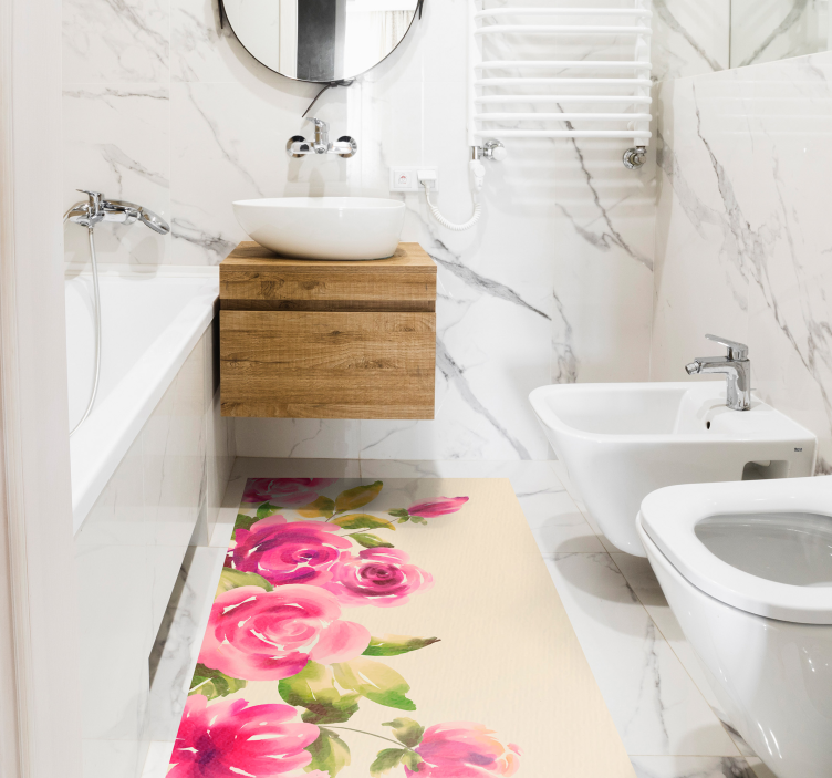 Roze bloemenontwerp vinyl tapijt bloemen en planten - TenStickers